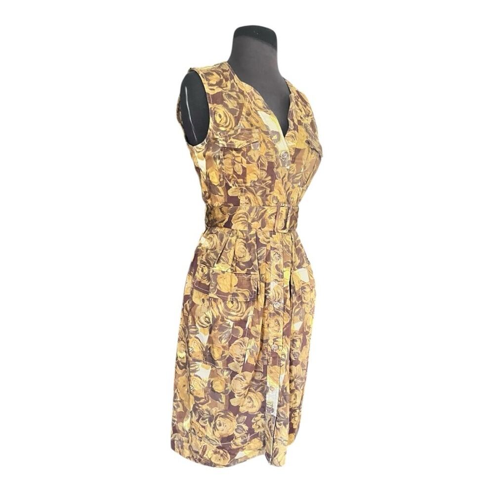 Y2K Anthro Moulinette Soeurs Brassica Safari Belted Dress 0 Forest Fairy Utility - Picture 3 of 9